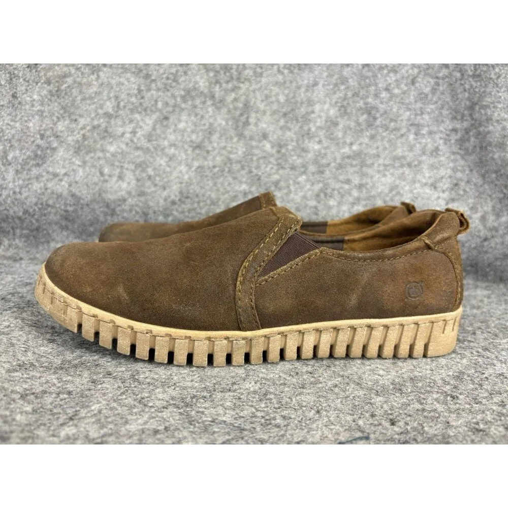 Born Shoes Womens Size 8.5 Brown Suede Slip On Loafers Casual Comfort F74223‎